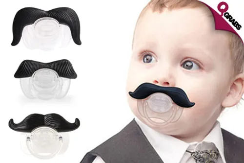 From QR20, Soothe Your Baby While Having a Laugh with Mustache Pacifiers - Choose from 4 Funny Designs! (Up to QR156 Value)